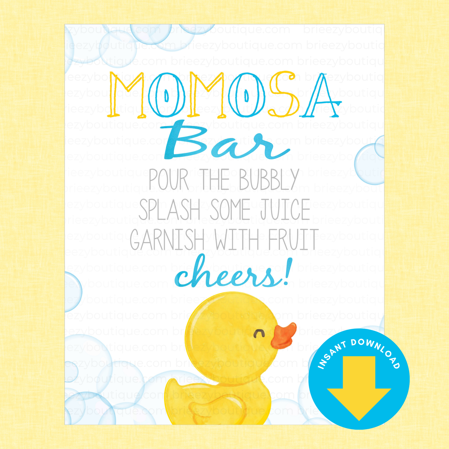 Rubber Duck Baby Shower Signs - 9 Signs to Choose From (Printable Digital Download)