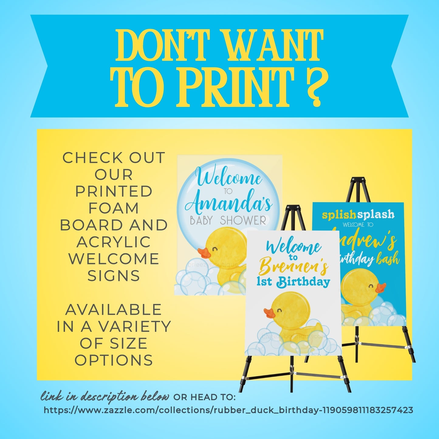 Rubber Duck Birthday Welcome Sign - 16x20'' (Editable Digital Download)