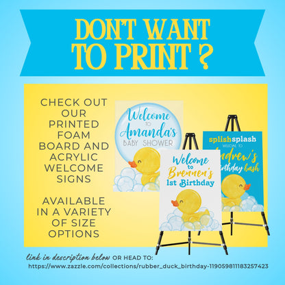 Rubber Duck Birthday Welcome Sign - 16x20'' (Editable Digital Download)