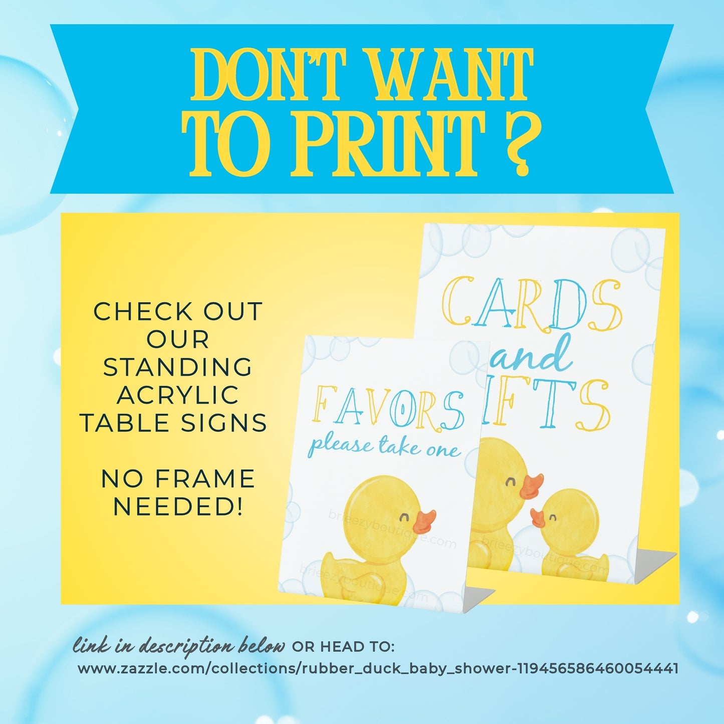 Rubber Duck Baby Shower Signs - 9 Signs to Choose From (Printable Digital Download)