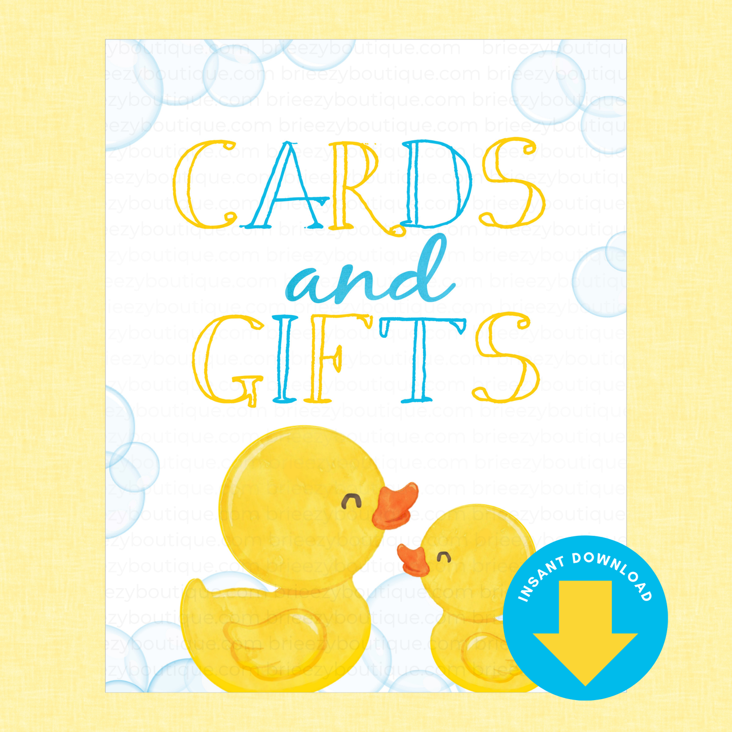 Rubber Duck Baby Shower Signs - 9 Signs to Choose From (Printable Digital Download)