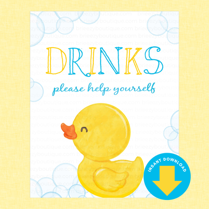 Rubber Duck Baby Shower Signs - 9 Signs to Choose From (Printable Digital Download)