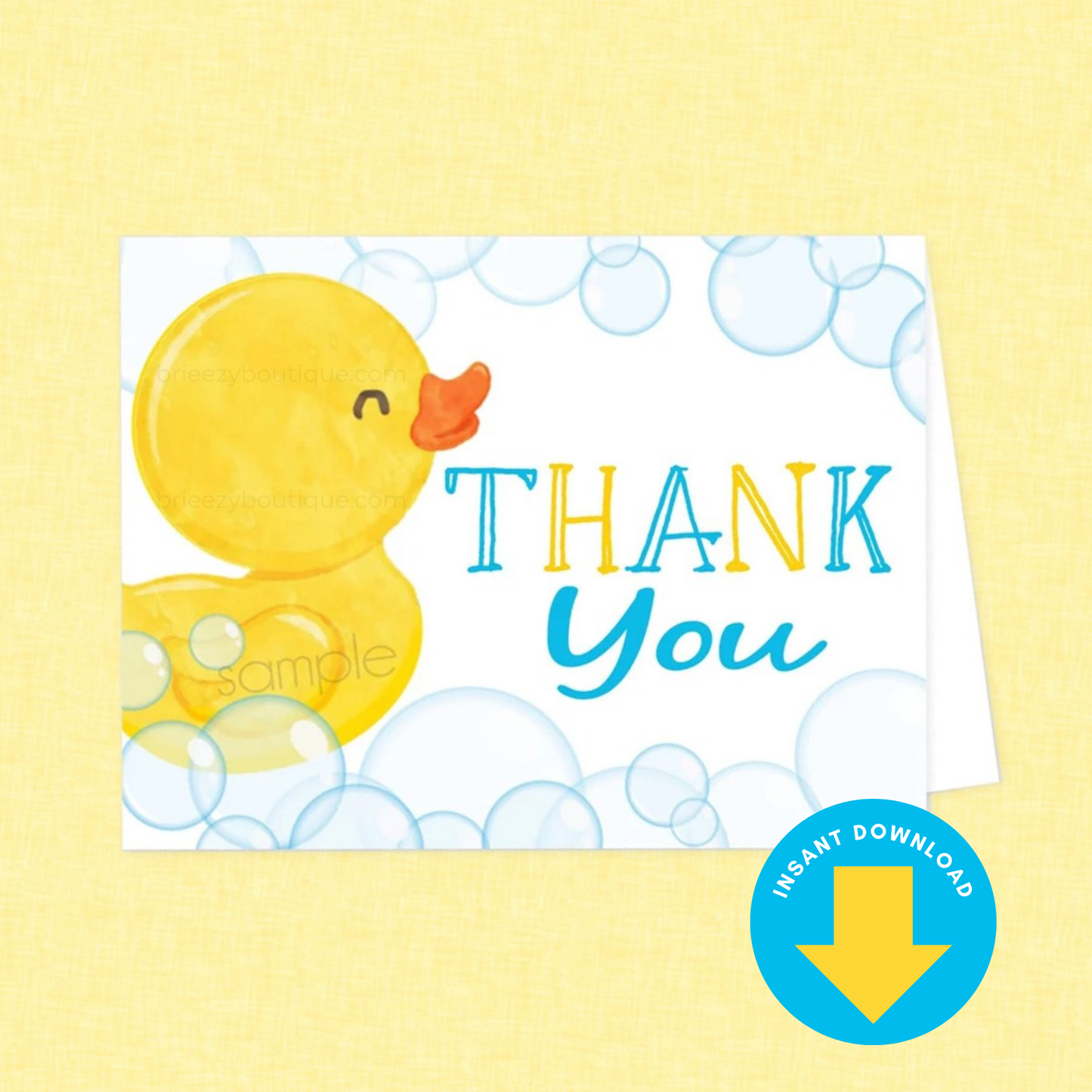 Rubber Duck Folding Thank You Cards (Digital Download)