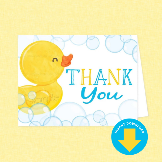 Rubber Duck Folding Thank You Cards (Digital Download)