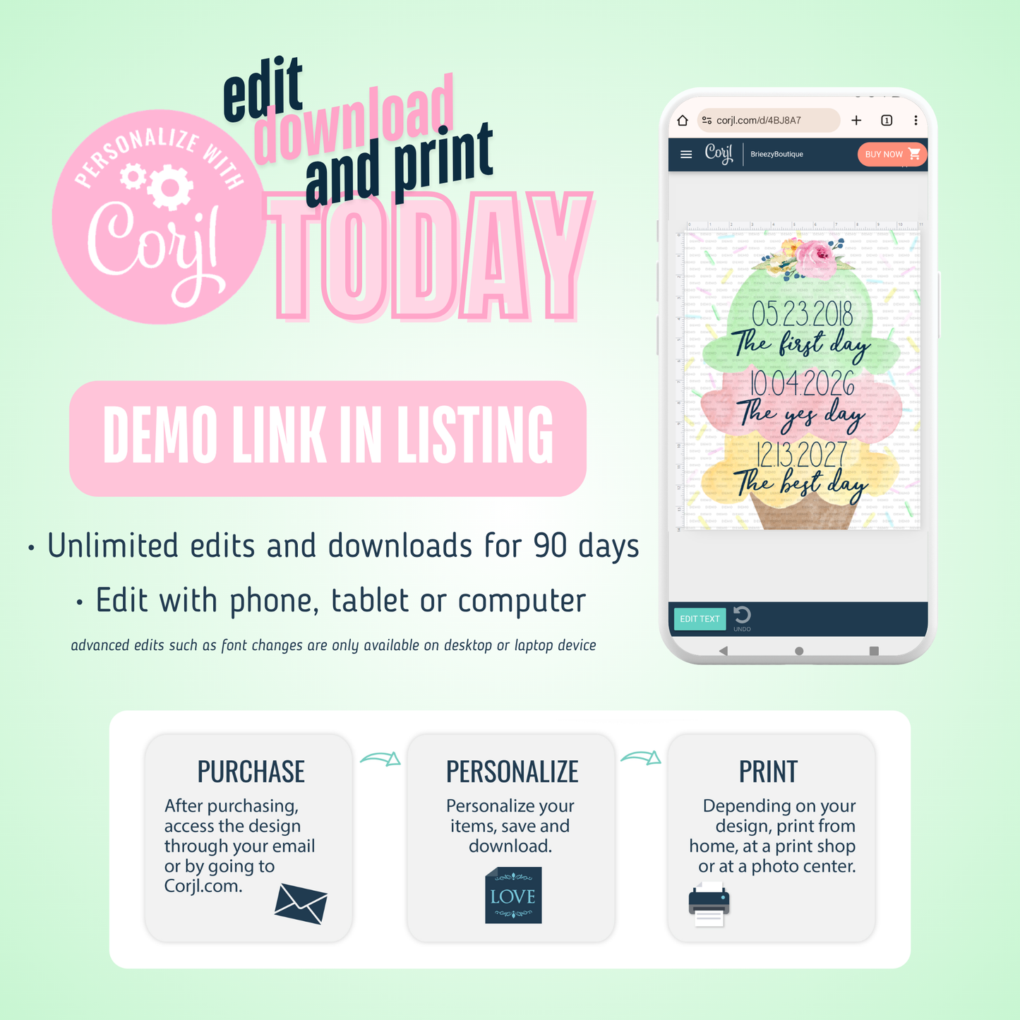 Ice Cream First Day, Yes Day, Best Day Bridal Shower Sign (Editable Digital Download)