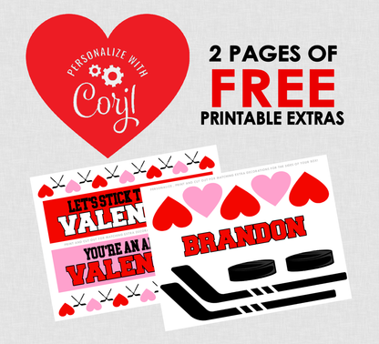 Printable Valentines Hockey Rink For Box || EDITABLE DIGITAL DOWNLOAD
