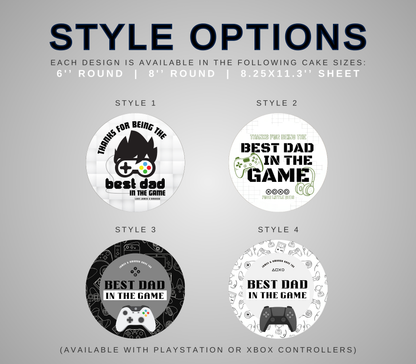 Gaming Edible Father's Day Cake Topper Personalized Sugar Sheet | 4 Style Options