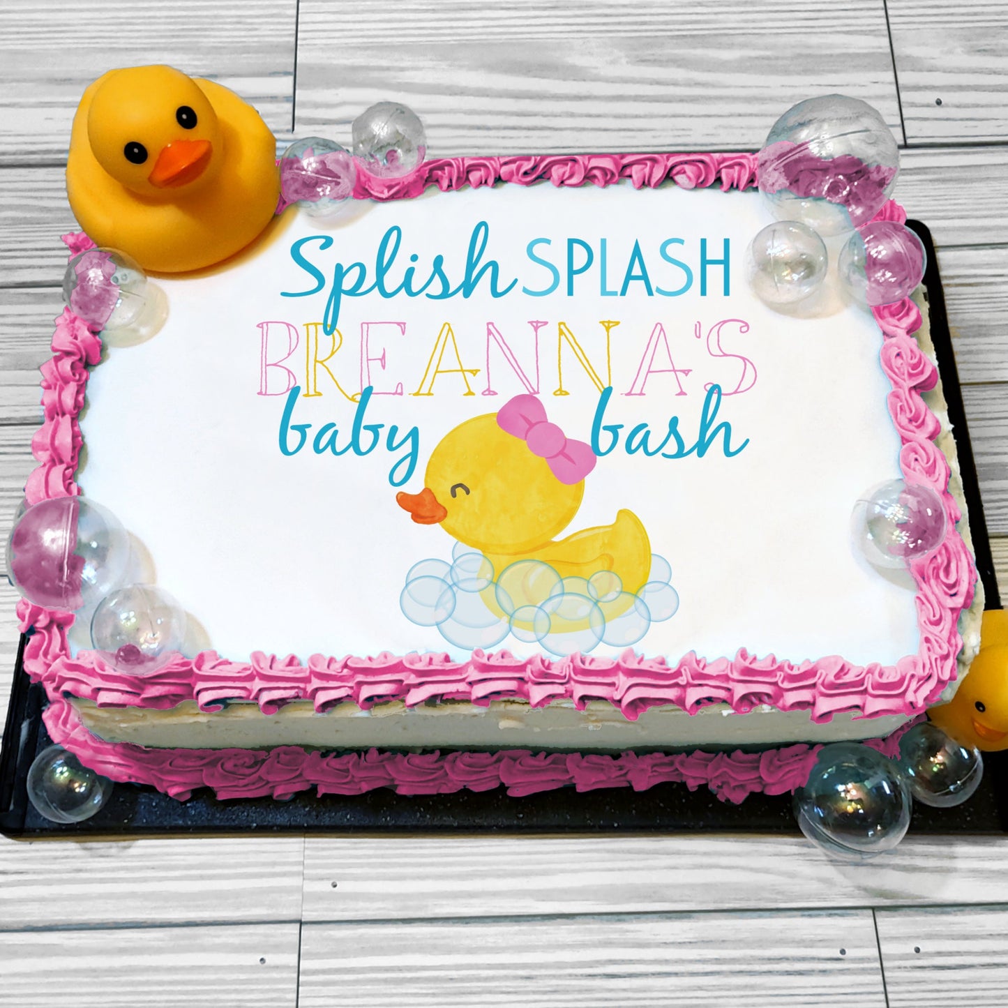 Girl Rubber Duck Baby Shower Edible Cake Topper Sugar Sheet | 4 Styles Available
