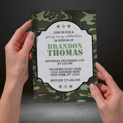 Camo Going Away or Deployment Invitation | EDITABLE DIGITAL DOWNLOAD