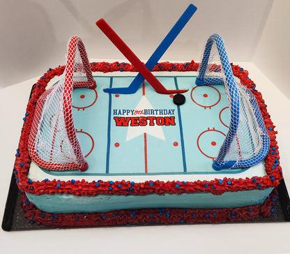 Edible Hockey Rink Personalized Cake Topper Sugar Sheet | for a Hockey Birthday or Team Party