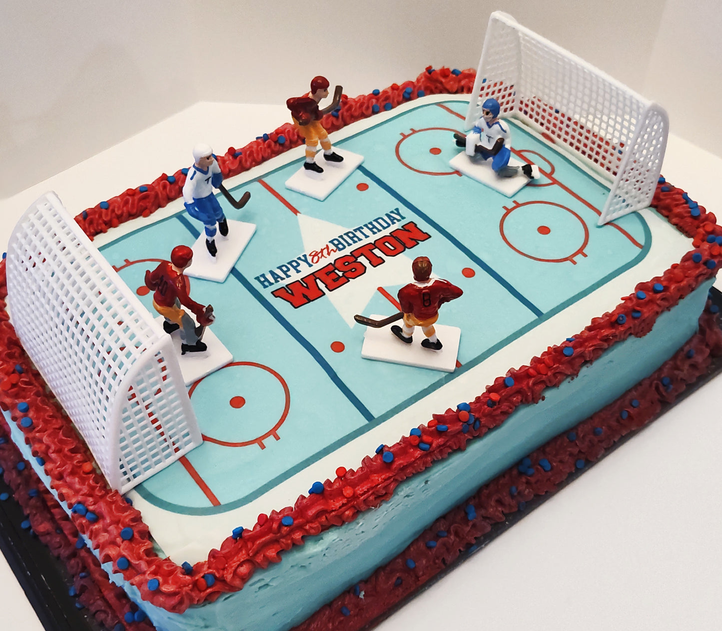 8 Piece Hockey Set ADD ON for : Edible Hockey Rink Cake Topper