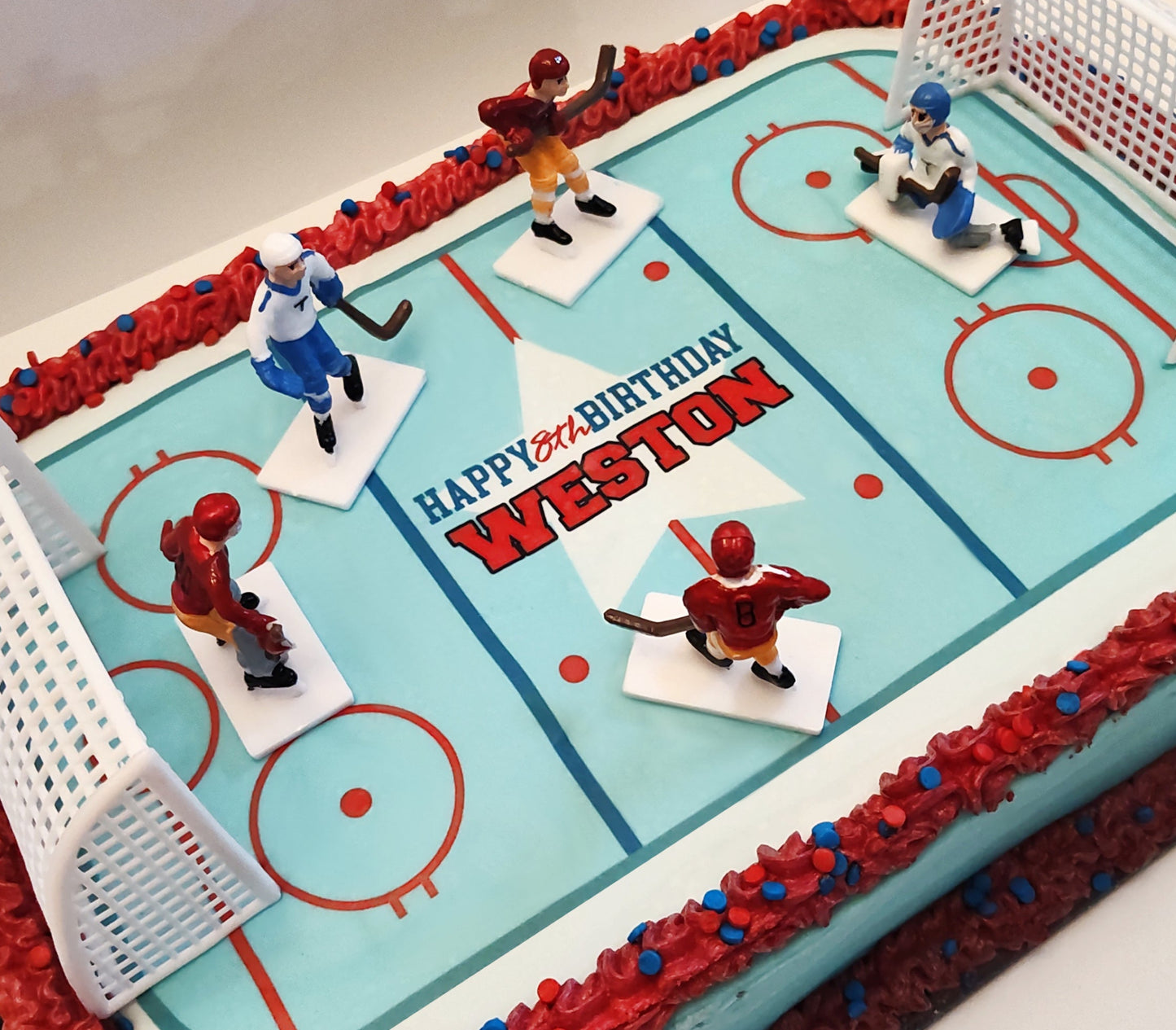 Edible Hockey Rink Personalized Cake Topper Sugar Sheet | for a Hockey Birthday or Team Party