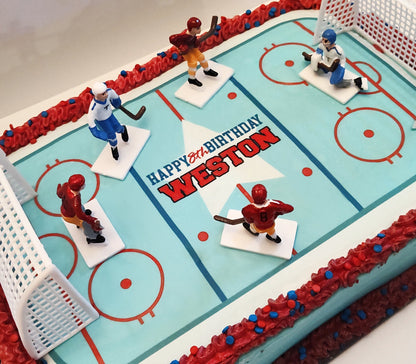 Edible Hockey Rink Personalized Cake Topper Sugar Sheet | for a Hockey Birthday or Team Party
