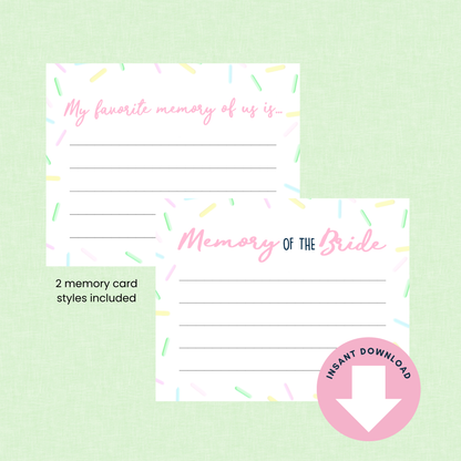 Ice Cream Memory for The Bride Sign & Cards (Digital Download)
