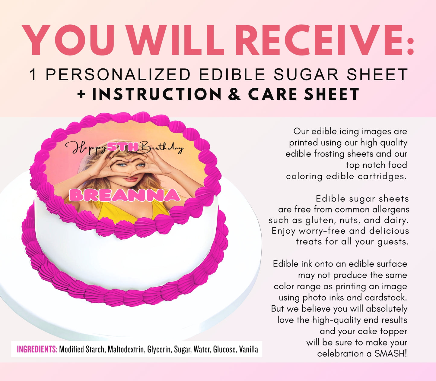 In My Birthday Era Edible Cake Topper Frosting Sheet | for a Swiftie Birthday Party