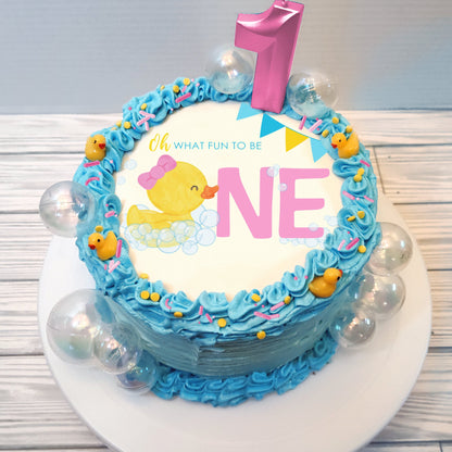 Girl Rubber Ducky 1st Birthday Edible Cake Topper Sugar Sheet | 4 Styles Available