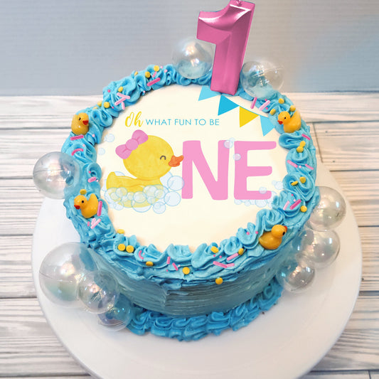 Girl Rubber Ducky 1st Birthday Edible Cake Topper Sugar Sheet | 4 Styles Available