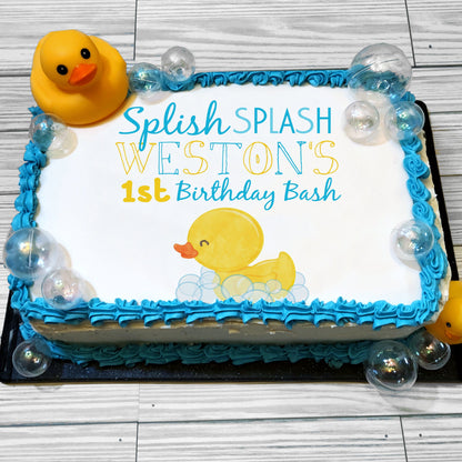Rubber Duck First Birthday Edible Cake Topper Sugar Sheet | 4 Styles Available