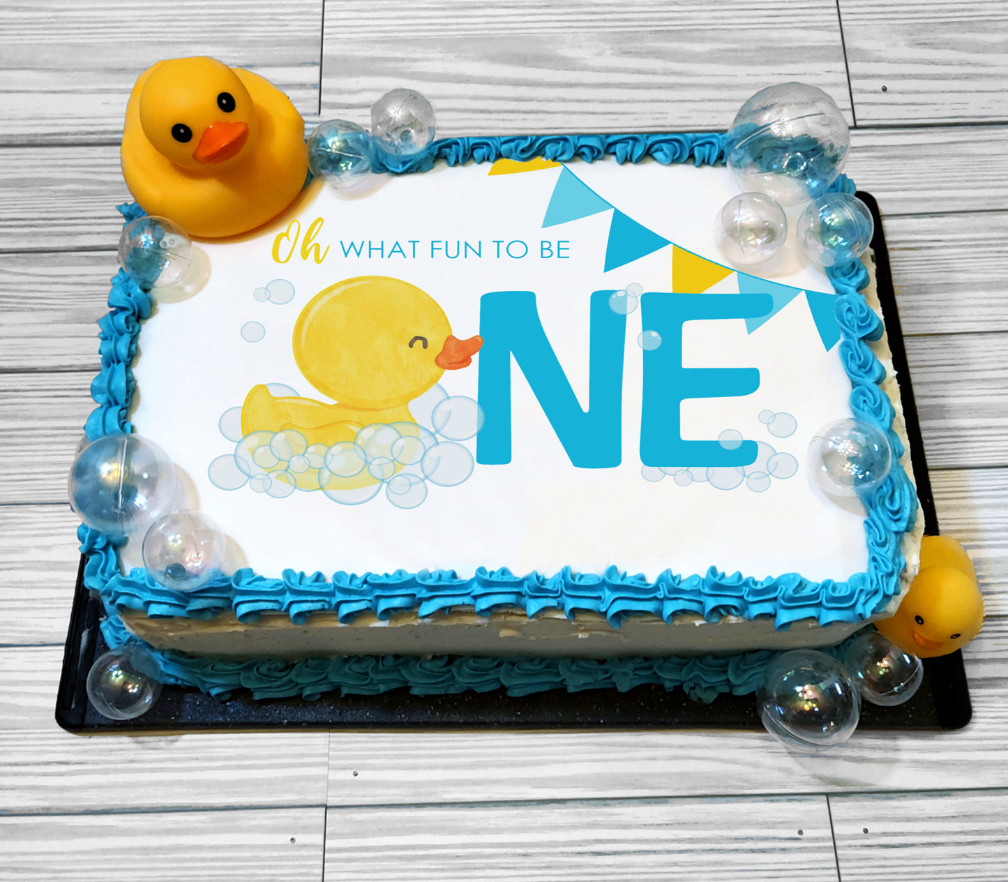 Rubber Duck First Birthday Edible Cake Topper Sugar Sheet | 4 Styles Available