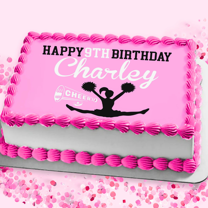 Cheerleading Birthday Edible Cake Topper Sugar Sheet | Pink | 4 Styles Available