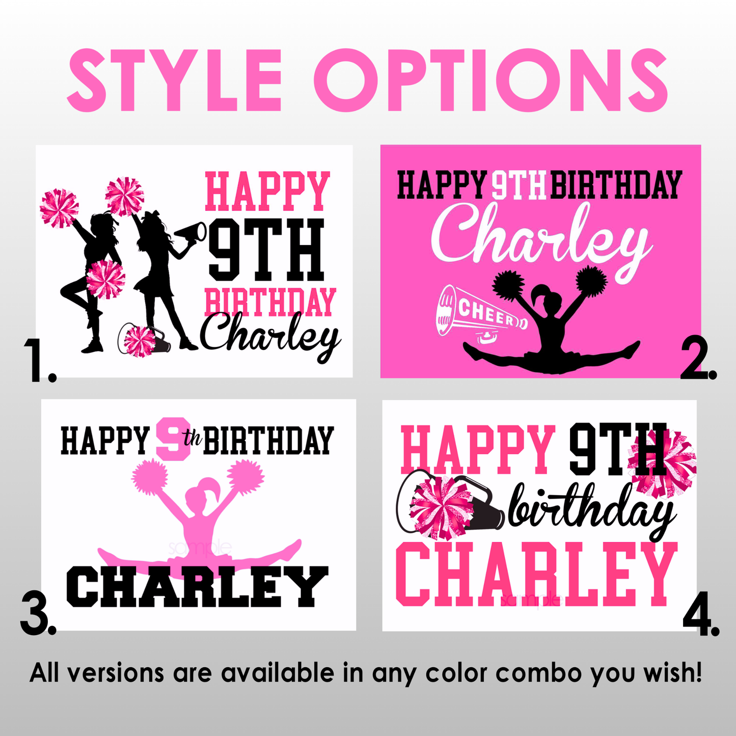 Cheerleading Birthday Edible Cake Topper Sugar Sheet | Pink | 4 Styles Available