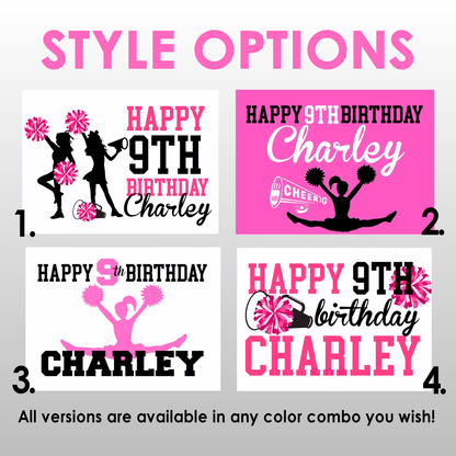 Cheerleading Birthday Edible Cake Topper Sugar Sheet | Pink | 4 Styles Available