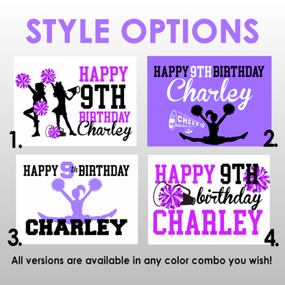 Cheerleading Birthday Edible Cake Topper Sugar Sheet | Purple | 4 Styles Available
