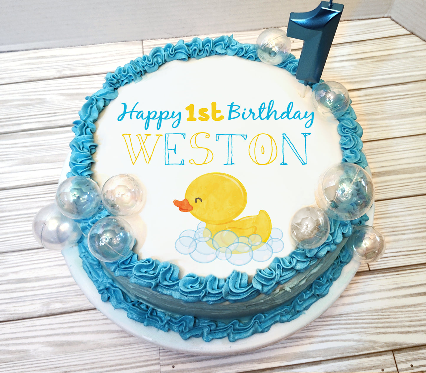 Rubber Ducky 1st Birthday Edible Cake Topper Sugar Sheet | 4 Styles Available