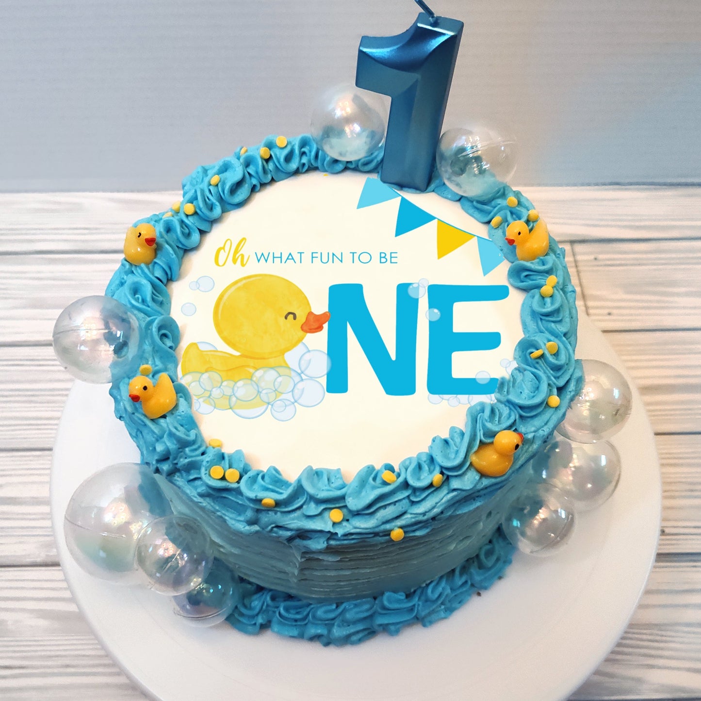 Rubber Ducky 1st Birthday Edible Cake Topper Sugar Sheet | 4 Styles Available