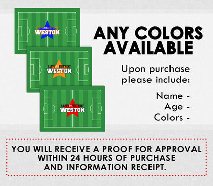 Edible Soccer Field Cake Topper Personalized Sugar Sheet | for a Soccer Birthday or Team Party