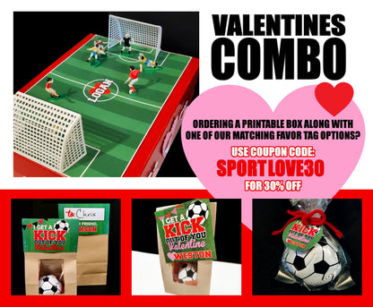 Printable Valentines Soccer Field For Box || EDITABLE DIGITAL DOWNLOAD