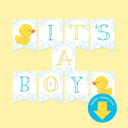 It's a Boy Rubber Duck Baby Shower Banner (Digital Download)