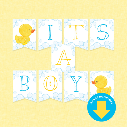 It's a Boy Rubber Duck Baby Shower Banner (Digital Download)
