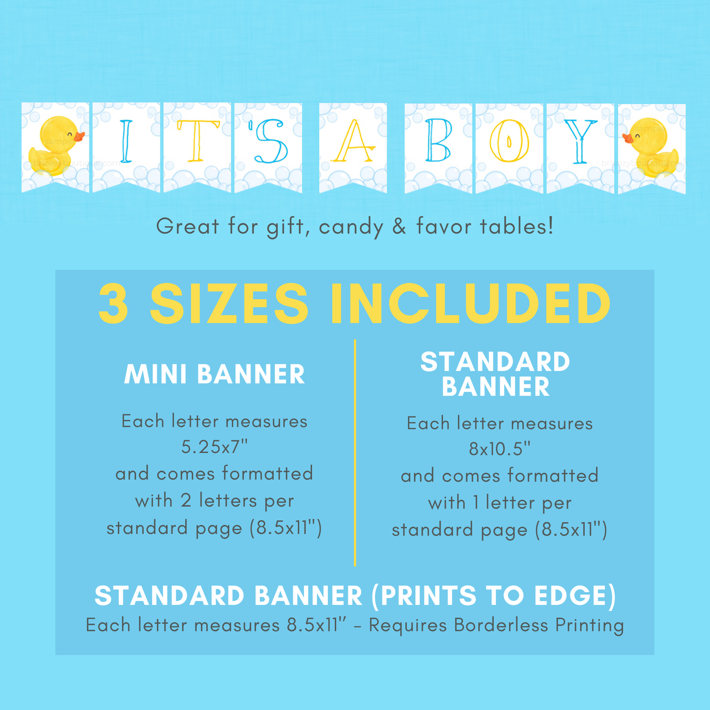 It's a Boy Rubber Duck Baby Shower Banner (Digital Download)