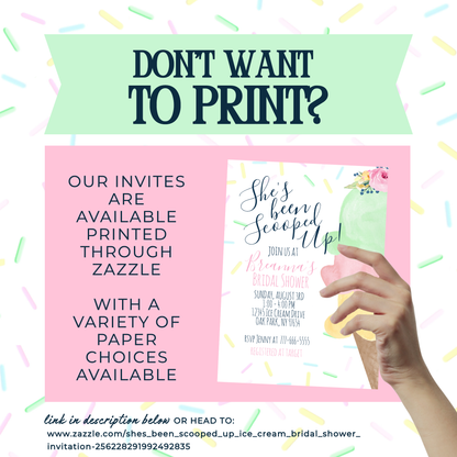 Scooped Up Ice Cream Cone Bridal Shower Invitation (Editable Digital Download)