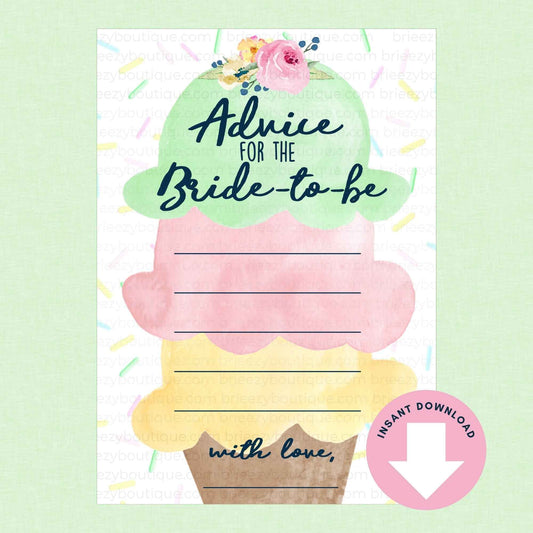Ice Cream Advice for the Bride to Be (Digital Download)