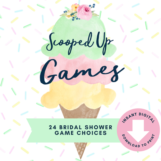 Scooped Up Ice Cream Bridal Shower Games - 24 Games to Choose From (Printable Digital Download)