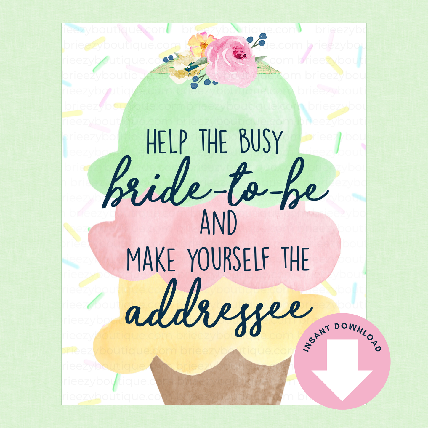 Scooped Up Ice Cream Bridal Shower Signs - 15 Signs to Choose From (Printable Digital Download)