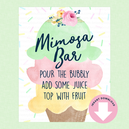 Scooped Up Ice Cream Bridal Shower Signs - 15 Signs to Choose From (Printable Digital Download)