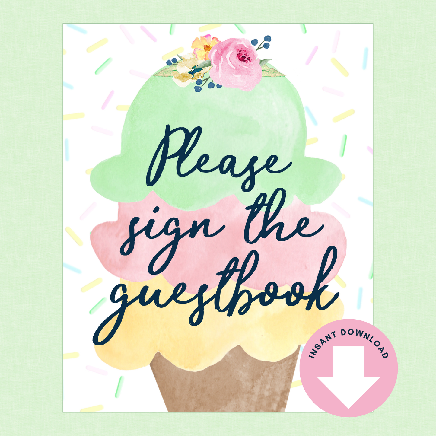 Scooped Up Ice Cream Bridal Shower Signs - 15 Signs to Choose From (Printable Digital Download)