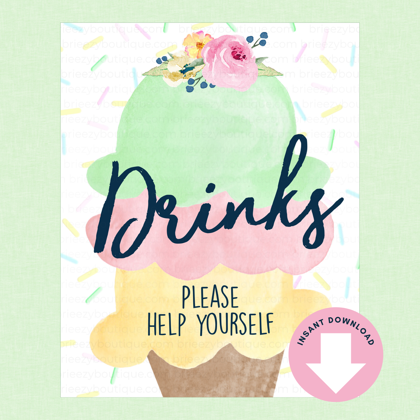 Scooped Up Ice Cream Bridal Shower Signs - 15 Signs to Choose From (Printable Digital Download)