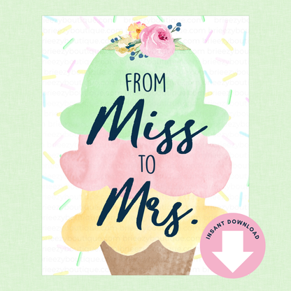 Scooped Up Ice Cream Bridal Shower Signs - 15 Signs to Choose From (Printable Digital Download)