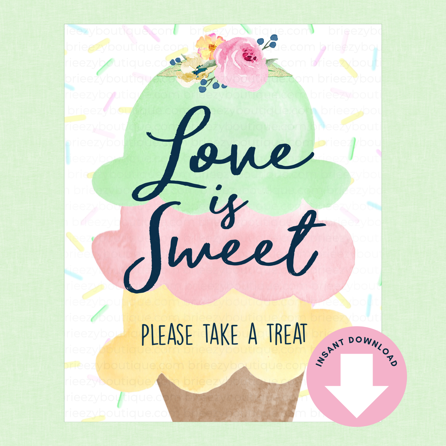 Scooped Up Ice Cream Bridal Shower Signs - 15 Signs to Choose From (Printable Digital Download)