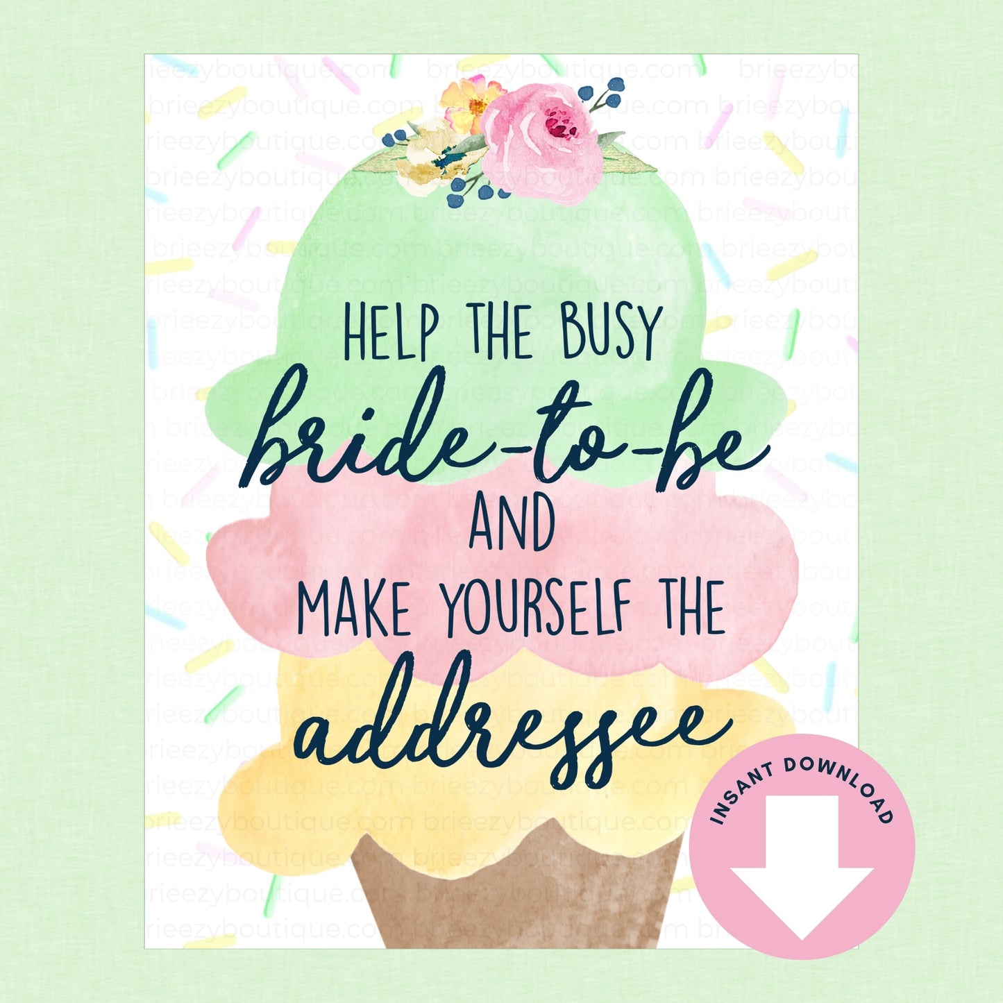 Scooped Up Ice Cream Bridal Shower Signs - 15 Signs to Choose From (Printable Digital Download)