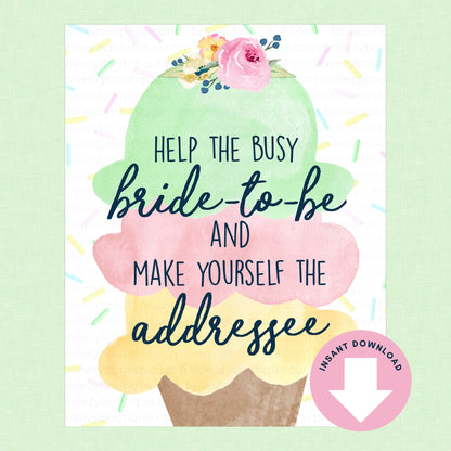 Scooped Up Ice Cream Bridal Shower Signs - 15 Signs to Choose From (Printable Digital Download)