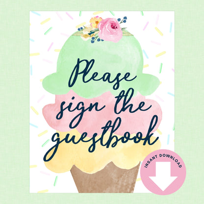 Scooped Up Ice Cream Bridal Shower Signs - 15 Signs to Choose From (Printable Digital Download)