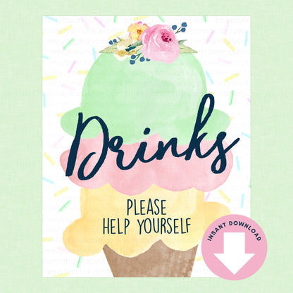 Scooped Up Ice Cream Bridal Shower Signs - 15 Signs to Choose From (Printable Digital Download)