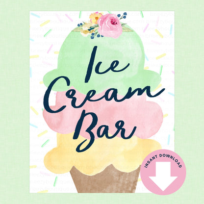 Scooped Up Ice Cream Bridal Shower Signs - 15 Signs to Choose From (Printable Digital Download)