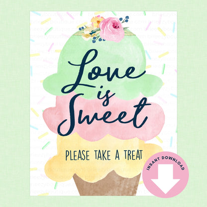 Scooped Up Ice Cream Bridal Shower Signs - 15 Signs to Choose From (Printable Digital Download)