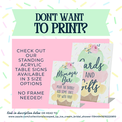 Scooped Up Ice Cream Bridal Shower Signs - 15 Signs to Choose From (Printable Digital Download)